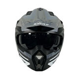 Sway X1-X Seul Track Modüler Full Face Çene Sökülebilen Motosiklet Kaskı 2XL Beden Siyah Gri