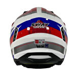 Sway X1-X Seul Track Modüler Full Face Çene Sökülebilen Motosiklet Kaskı XL Beden Beyaz Kırmızı