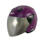 Sway Xbyc 633 Solıd Şeffaf Vizörlü Yarım Motosiklet Scooter Kaskı XLarge Beden Mürdüm