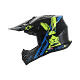 SWAY 618 Bunny Çocuk Cross Kaskı Bisiklet Motosiklet Enduro Kask XL Beden Siyah Mavi Çocuk Kaskı