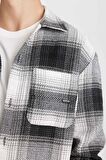 DeFacto Siyah Relax Fit Polo Yaka Kareli Oduncu Flanel Uzun Kollu Gömlek Ceket D4281AX24AUBK81