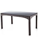 Omnipazar SY-2589 Kahverengi Rattan Temperli Kapalı Camlı Masa Dikdörtgen 03051