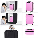 Monozone  Fotoğraf Stüdyosu Profesyonel Çadır Kiti Led Işıklı 80x80 Cm Taşıma Çantalı Ürün Fotoğraf Çekim Çadırı Pratik Katlanabilir Aydınlatma Çadırı   