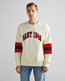 GANT Erkek Krem Relaxed Fit Bisiklet Yaka Renk Bloklu Sweatshirt