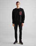 GANT Erkek Siyah Relaxed Fit Bisiklet Yaka Logolu Kazak