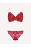 Kadın Kaplı Dantelli Desteksiz Sütyen & Külot İç Çamaşır Takım L.N0.U11.RT.01.B.R1.A24