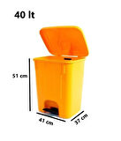 Omnipazar SY-4255 40 lt Köşeli Pedallı Plastik Çöp Kovası (İç Kovasız) Sarı