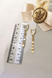 Sallantılı 4.5 Cm Pullu Altın Küpe