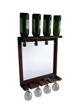 Aynalı Ahşap Şaraplık Viski Bira Salon Bar Duvar Dekoru 44X49 CM