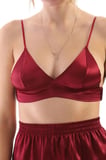 Laperissa Kadın Pijama Alt Üst Takım Bordo Saten Dokuma Askılı Büstiyerli Kısa Paça Beden 38