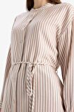 DeFacto Relax Fit Çizgili Uzun Kollu Bağcıklı Gömlek Tunik E5360AX25SPBN287