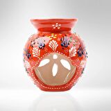 Çinili Lotus Buhurdanlık, Seramik Aromaterapi Mumluk, Çini Desenli Uçucu Yağ Yakıcı Buhur