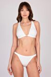 Gold Halka Detaylı Beyaz Üçgen Bikini Takımı