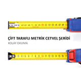 WORKPRO WP261041 5Mx25mm Naylon Kaplama Sarı Çift Taraflı Manyetik Çelik Şerit Metre 