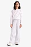 DeFacto Kız Çocuk Wide Leg Beli Lastikli Geniş Bol Paça Eşofman Altı D9251A825SPGR421