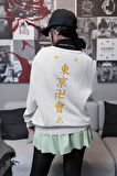 Tasarım Yazı Baskılı Unisex Oversize Anime Sweatshirt