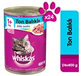 Whiskas Ton Balıklı Yetişkin Kedi Konserve Yaş Maması 24X400 gr (Yeni)