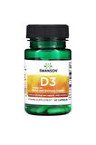 Swanson, Vitamin D3, High Potency, 1,000 IU (25 Mcg), 30 Kapsül