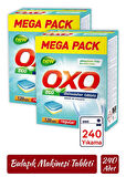 Oxo 240 Adet Bulaşık Makinesi Tableti Mega Paket Deterjan Hepsi Bir Arada (120x2)