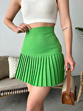 Altı pliseli mini etek yeşil s24705