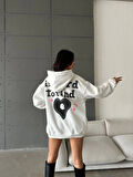 3 iplik şardonlu oversize compact true baskılı sweat Beyaz