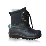 Lemigo Pionier Küt Burun Kısa Topuk Ortopedik Bağcıklı Su Geçirmez Outdoor Lacivert Kar Botu Deri