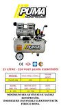 SESSİZ YAĞSIZ PİSTONLU KOMPRESÖR - 24 Lt - 1 HP - 8 Bar - Hava Üretimi: 135 Lt/dk. - 220 Volt