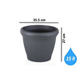 Omnipazar SO-HS04 Plastik Hasır Desenli Dekoratif Saksı 15 Litre No 4