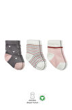 Bistyle 3'Lü Penye Kız Soket Çorap BS10112 Gri