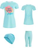 BirolGaye Adasea Bunty Turkuaz Kısa Kol Çocuk Tesettür Mayo