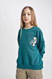 DeFacto Kız Çocuk Oversize Fit Bisiklet Yaka Sweatshirt C0570A824SPGN265