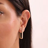 Dikdörtgen Taşlı Altın Küpe