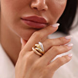 Nisera Sarmal Üç Renk Tasarım Altın Yüzük