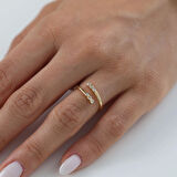 Üç Taş Lucky Minimal Altın Yüzük