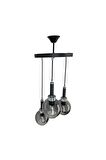 Yalova Siyah 3'lü Füme Camlı Avize | Kaliteli Modern Metal Avize