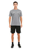 Erkek Spor Tişört Antreman Gym Polyester Erkek Sporcu T-shirt ŞERİTLİ-TİŞÖRT
