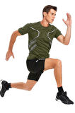 Erkek Spor Tişört Antreman Gym Polyester Erkek Sporcu T-shirt ŞERİTLİ-TİŞÖRT