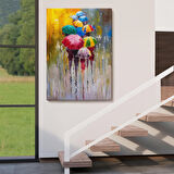 Renkli Şemsiyeler Yağlıboya Görünüm Dekoratif Kanvas Duvar Tablosu -5932