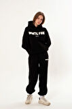 Kadın Oversize Kapüşonlu Sweatshirt ve Eşofman Takım Yüksek Rubber Baskı  Rahat ve Şık Tasarım