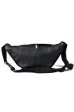 Lederax %100 Hakiki Deri Freebag Bel Çantası Siyah 