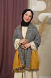 Çift Taraflı Ekose Kışlık Omuz Şalı