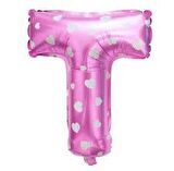 FOLYO BALON T HARF PEMBE KALPLİ 40CM