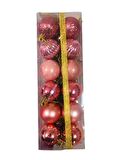 YILBAŞI TOP AĞAÇ SÜSÜ ROSE 24'LÜ SET PLASTİK 4CM