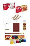 Das Beyaz Kahve Seramik Kili 2x500gr Funnykids 15 Ml Akrilik 6lı Vernik Zımpara Hamur Kesme Teli Set