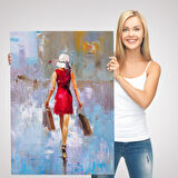 Terk Eden Kadın Yağlıboya Görünüm Dekoratif Kanvas Duvar Tablosu-5956