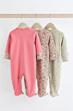 Next Baby % 100 Pamuklu Pembe Uğur Böceği Desenli 3’lü Tulum Set