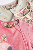 Next Baby % 100 Pamuklu Pembe Uğur Böceği Desenli 3’lü Tulum Set