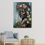 Çiçek Taçlı Afrikalı Kadın Kanvas Tablo-5979
