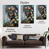 Çiçek Taçlı Afrikalı Kadın Kanvas Tablo-5979
