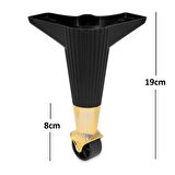 Sehpa Masa Tekerlekli Ayak 4 lü Set Siyah Gold 19cm